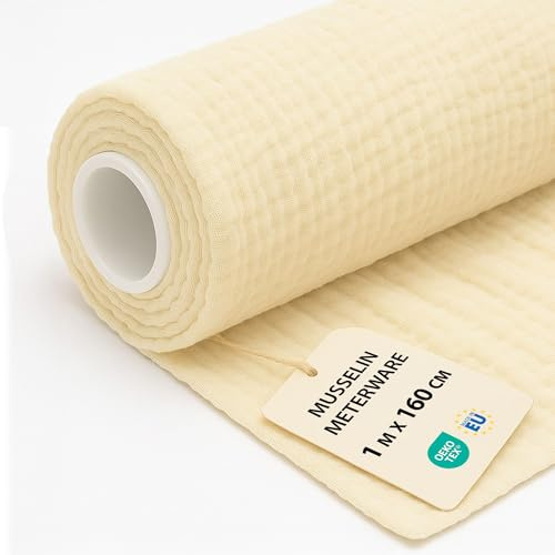 Tela muselina por metros 1 M x 160 cm - Telas para costura patchwork decoracion y manualidades Ideal para proyectos de costura creativa y ropa hogar disfraces Oeko-Tex Beige Claro
