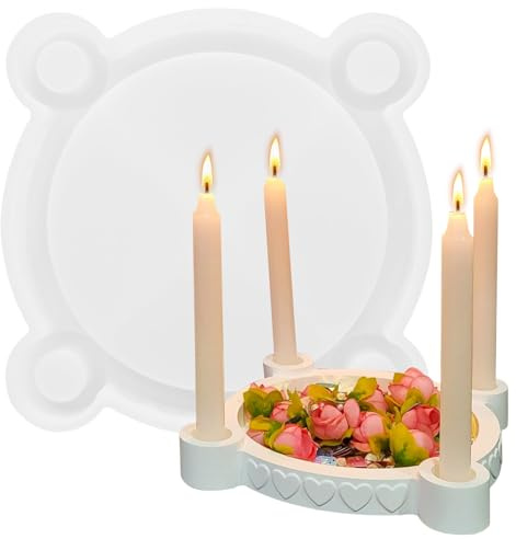 Silikonform Kerzenhalter, Rund Silikonformen Gießformen Kerzenhalter, 4 Löcher kerzenhalter Silikonform, für Stabkerzen, silikonform Teelichthalter, Weihnachten Dekorationen