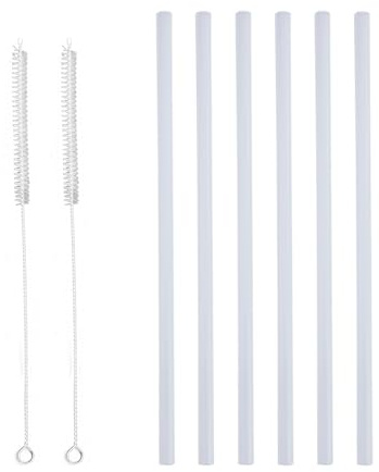 6 cannucce di ricambio in plastica, cannuccia per borraccia, cannuccia borraccia ricambio, riutilizzabili, con 2 spazzole di pulizia, cannucce trasparenti per bicchieri da viaggio, bottiglia d'acqua