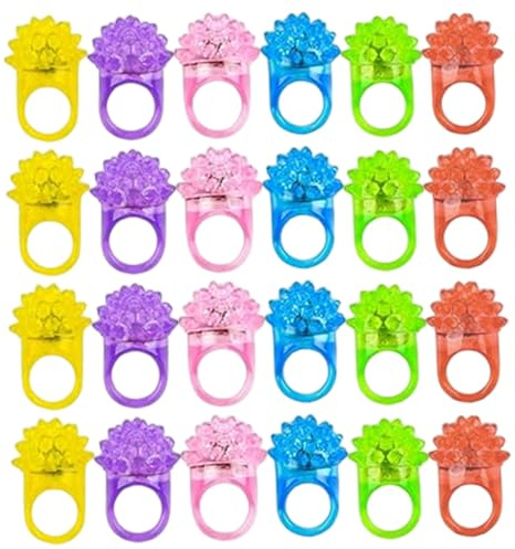 Lot de 25 bagues lumineuses à LED pour Halloween, bijoux clignotants, cadeaux de fête pour anniversaire, concert, raves, Halloween, couleurs aléatoires pour enfants