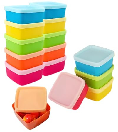 LoNinLoAn Gefrierdosen Klein, 15 Stück Mini Vorratsdosen, Luftdichte Frischhaltedosen 3 Stile 5 Farben Aufbewahrungsbox, Kleine Dosen mit Deckel Plastik für Soßen, Dips und Gewürze