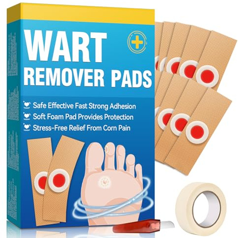 Wart Remover, 24pcs Verruca Treatment, Plantar Wart Remover for Hands, Feet, Gentle Verruca Plasters for Corn Removal and Pain Relief