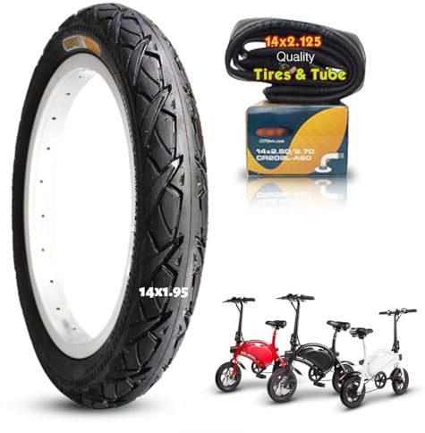 Upgrade Tyre 14x1.95 Reifen für Elektro-Fahrrad Reifenrohr | 14 1.95 Rubber Anti-Puncture Reifen für Ebike mit Bent Ventil Innenrohr | 52-254