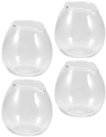 Cabilock Ensemble de 4 Pichets à Lait en Verre Transparent 20Ml Mini Distributeurs Multifonctions pour Café Miel et Sauces Bec Verseur Anti-Goutte pour Service à Table et Usage Voyage