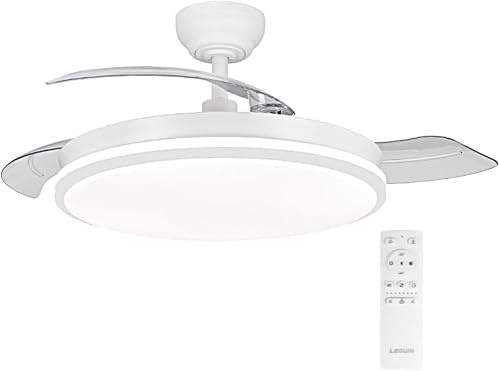 Casa Shop Ventilador con Luz LED 72W 50CM de 7590lm, Motor DC, temporizador, 6 velocidades, aspas retráctiles, CCT, función verano-invierno Silencioso, Controlador Incorporado (Blanco Mate)