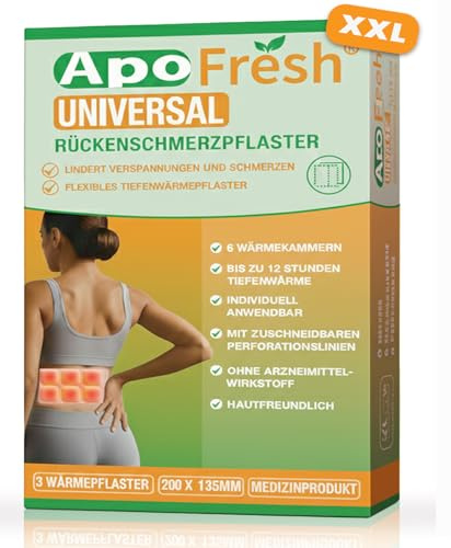 ApoFresh® Wärmepflaster 3er XXL-Pack gegen Rückenschmerzen, Rücken,Schulter