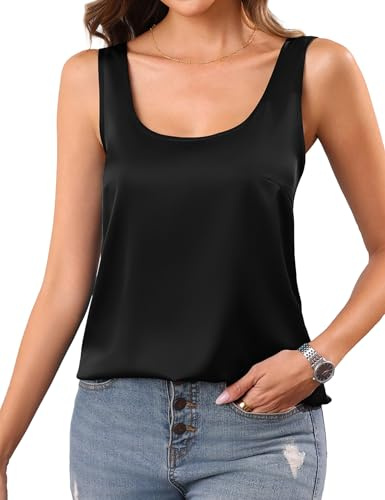 Aottori Camiseta de Tirantes Mujer para Verano Tejido de Satén con Cuello U