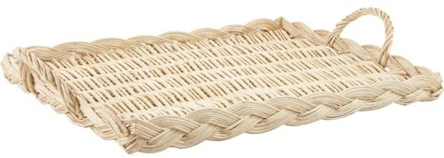AUBRY GASPARD - Plateau À Fromages en Osier Blanc 70x50x5-10 cm - Grande Capacité - Durable et Facile À Nettoyer - Idéal pour Soirées et Buffets - Couleur Naturelle - Longueur 70 cm