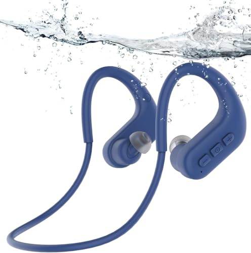 SANOTO Swimming Headphones, In-Ear Headphones Bluetooth 5.4, IPX8 Underwater Headphones, 8G MP3 Player Sports Headphones for Swimming, Running, Surfing (Dark black)