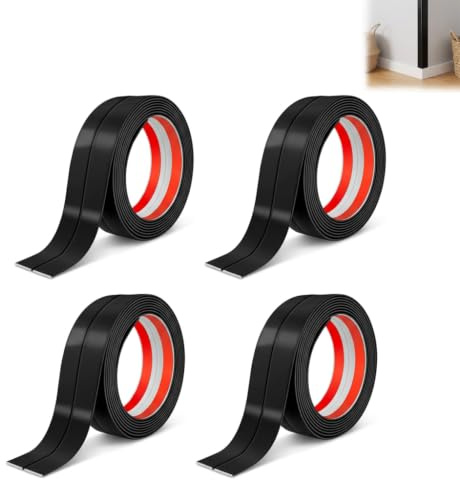 Moulding Trim Self Adhesive Wall Corner Protection Strip 4 Rolls 100cm PVC Black Gloss, Flexible Corner Guards for Walls Furniture Kitchen Edge Protection, Wall Edge Protector Tape