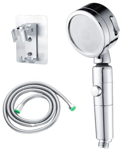 Toddmomy Doccia a Mano Pressurizzata con 3 Modalità di Spruzzo, Soffione in Abs Argento, Risparmio Idrico e Getto Uniforme per Uso Domestico