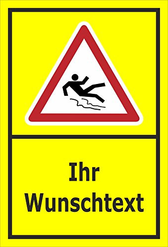 Melis-Folienwerkstatt Schild Rutsch-Gefahr Wunsch-Text - 15x10cm - 3mm Aluverbund – 20 VAR S00018-108-C