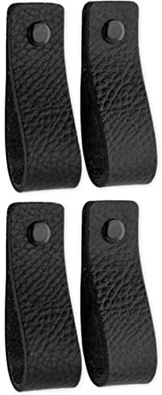 Brute Strength – Ledergriffe für Möbel – 16,5 x 2,5 cm – Schwarz – 4 Stück | Handgefertigte Möbelgriffe und Lederschlaufen aus Leder; für Schranktüren und Schubladen, Schrauben inklusive
