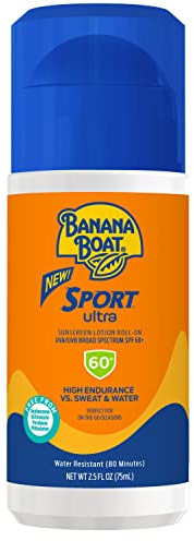 Banana Boat Sport Ultra SPF 60 Roll On Sunscreen, 2.5Fl Oz | Travel Size Sunscreen Roller, Roll On Sunblock SPF 60, Oxybenzone Free, Water Resistant, 2.5Fl Oz