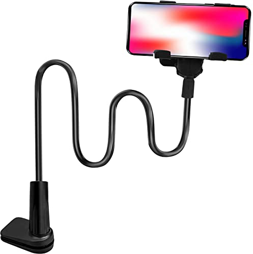 Xiumeso Support de Téléphone Portable à Col de Cygne, Support de Tablette et Smartphone Pliable-Bras Flexible 360 Clip De Montage Support, Noir 75 cm de Longueur Totale