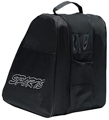 SM SunniMix Sac à Patins à Glace et Chaussures de Ski - Grande Capacité, Respirant pour Quads et Patinage - Noir