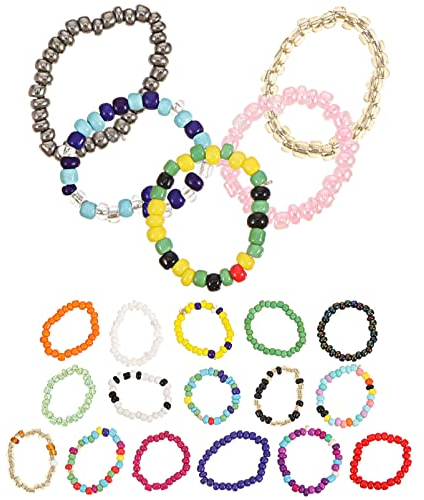 Holibanna Bunte Perlenringe Für Damen - Kreative Elastische Fingerringe Im Sommer Stil Perfekt Für Feste Strand Und Alltagsmode 2.3 Cm