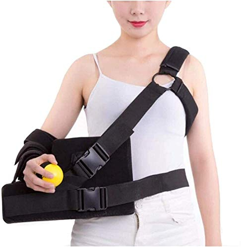Samnuerly Verstellbare Armschlinge, Schulter-Wegfahrsperre, linker oder rechter Arm, Schultern, Handgelenk, Ellenbogenstütze mit Abduktionskissen und Gymnastikball, Einheitsgröße (Größe: rechter Arm)