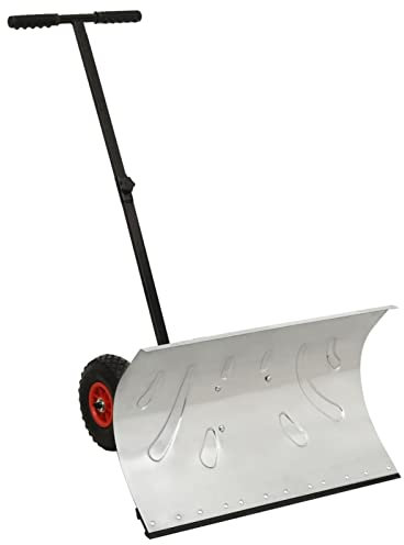 Homgoday Hochwertiger Schneeräumer mit Rädern - Verzinktes Metall - 74 x 46 cm - Winterpflege für Wege und Einfahrten Model141304