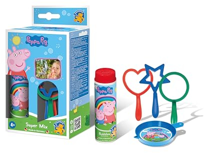 PUSTEFIX Super-Mix Peppa Pig I Seifenblasen Kinder Set I 70ml Seifenblasen Flüssigkeit I Bunte Bubbles für Hochzeit, Kindergeburtstag, Polterabend & Party