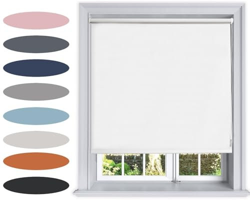 Lister Cartwright Blackout Plain Roller Blinds Windows Blind Easy Fit Child Safety Included (White, 120 cm Width x 160 cm Drop)