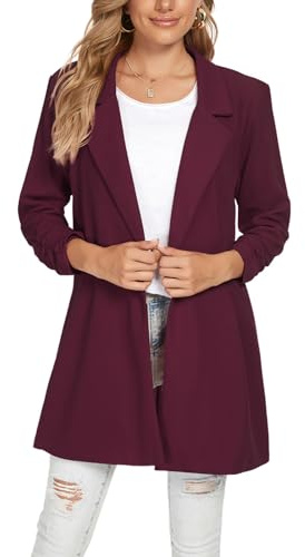 LADI TREND Veste longue pour femme, Blazer décontracté à manches longues, Manteau surdimensionné à un bouton, Costume formel, XXL