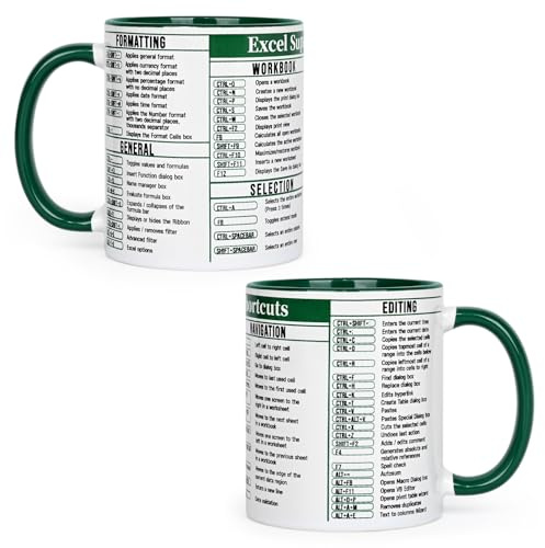 Cabtnca Lustige Excel-Tasse, Buchhalter-Geschenke für Frauen und Männer, Weihnachten, Geburtstag, Geschenke für Buchhalter, CPA-Kollegen, Buchhaltung, Studenten, Excel Super Shortcuts Tasse, 325 ml