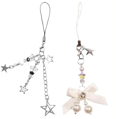 SGERUFZ 2 pièces breloque téléphone y2k esthétique charme téléphone accessoire mignon lanyard pour sac à dos décoration