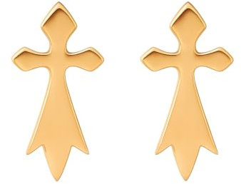 TALISMAN JEWELLERY Boucles d'oreilles en Plaqué Or 3 microns 18 carats avec fermoir à puce - Symbole Hermine Breton (6 mm x 12 mm)
