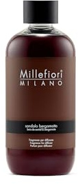 Millefiori Milano – Fragranza per Diffusore a Bastoncini 250 ml, Sandalo & Bergamotto – Profumatore Ambiente Raffinato con Note Legnose e Agrumate