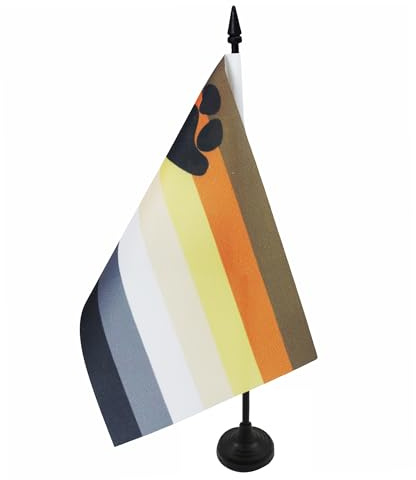 AZ FLAG - Tischflagge Regenbogen Bär - 21x14 cm - Schwul Tischfahne 14 x 21 Cm - Flaggen