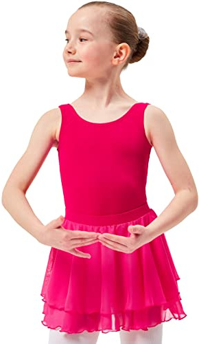 tanzmuster ® Ballettrock Mädchen - Elli - aus Chiffon zum Reinschlüpfen fürs Kinder Ballett in pink, Größe 104/110
