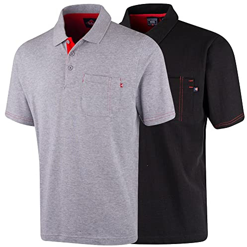 Lee Cooper Herren Poloshirt, Grau meliert, XL