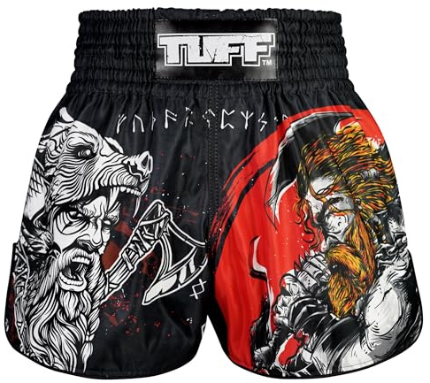 Tuff Sport Muay Thai boxningsshorts retro shorts klassisk smal skärning MMA kickboxning träningsset träning, Tuf-rms121-blk, L