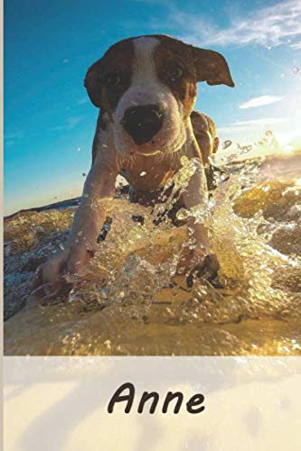 Anne: Tagebuch / Journal Personalisiertes Notizbuch Anne - individuelles Namensbuch mit Hunde Motiv | DIN A5 100 Seiten | liniert