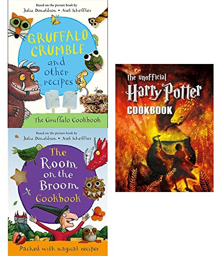 Gruffalo crumble and other recipes [hardcover], room on the broom [hardcover], unofficial harry potter cookbook 3 books collection set