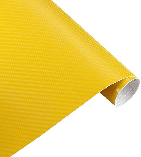 Könighaus (6,32€/m2) 4D Carbon Gelb Folie 500 x 152 cm blasenfrei mit Anleitung (Autofolie)