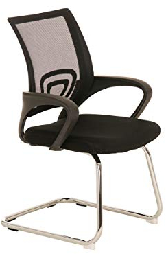 CLP Freischwinger Eureka I Polsterstuhl mit Stoffbezug I Rückenlehne mit Netzbezug I Esszimmerstuhl mit Metallgestell, Farbe:schwarz