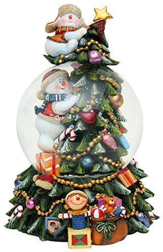 Dekohelden24 XL snöboll, gran med lekmekanism, L/B/H 13 x 13 x 18 cm kula Ø 10 cm