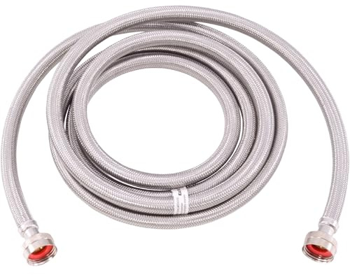 eastman 48640 Geflochtener Waschmaschinen-Schlauch, 3/4 Zoll FHT, 3 m, Waschmaschinenschlauch aus Edelstahl, 10'