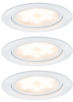 Paulmann 93554 LED Möbeleinbauleuchten Micro Line 3er-Set rund incl. 3x4,5 Watt Schrankleuchte Weiß Schranklicht Metall Küchenlampe 2700 K