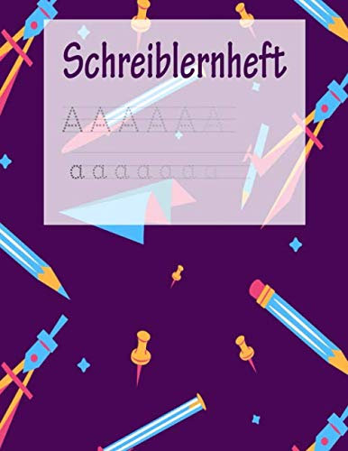Schreiblernheft: ABC Vorbereitung | Alphabet Druckbuchstaben lernen | Grundschule und Vorschule | Schreiblernheft | Lila