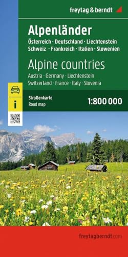 freytag & berndt Straßenkarte Alpenländer, Österreich - Deutschland - Schweiz - Frankreich - Italien - Slowenien 1:800.000