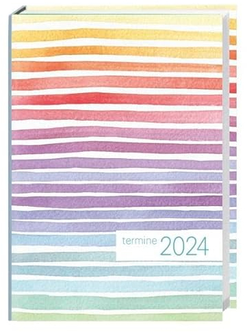 times&more Kalenderbuch 2024. Bunter Buch-Kalender mit flexiblem Umschlag. Handlicher Wochenplaner. Taschenkalender 2024 zum Planen von Terminen.