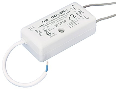 0W - 50W Dimmable Electronic Transformer YT50 - low voltage halogen (MR16, MR11, G4) and 12Vac LED lights; Elektronisch Dimmbar Transformator, Trafo