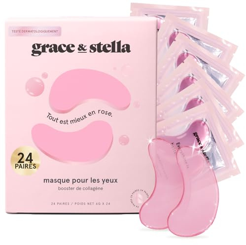 Patch Occhi (24 Paia, Pink) – Riduce Occhiaie, Gonfiori, Borse Sotto gli Occhi e Rughe – Patch Occhiaie e Borse in Gel – Maschera Occhi Vegan, Non Testata Sugli Animali – Eye Patch by grace & stella