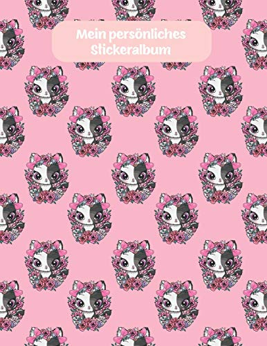 Mein persönliches Stickeralbum: süßes Blumen Kätzchen Motiv | Din A4 Blanko | 35 Seiten Silikonfreies Papier | Geschenkidee