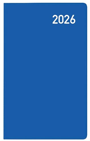 Taschenkalender Saturn Leporello Karton blau 2026: Terminplaner mit gefalztem Monatskalendarium. Dünner Buchkalender. 1 Monat 2 Seiten. 8,7 x 15,3 cm