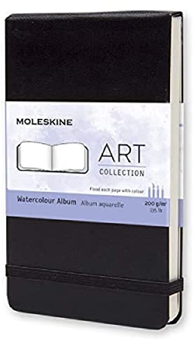 Moleskine Art Collection Watercolor Album, Notebook da Disegno, Copertina Rigida e Chiusura ad Elastico, Colore Nero, Pocket 9 x 14 cm, 60 Pagine