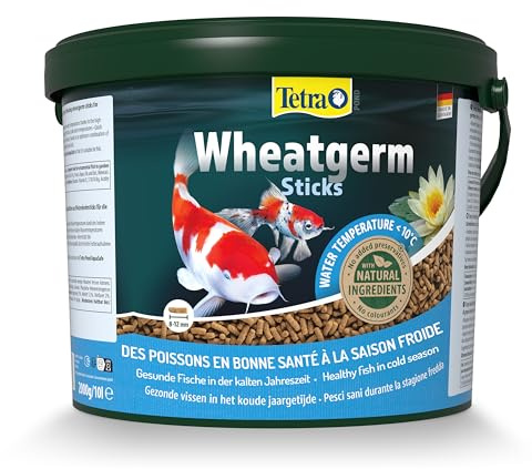 Tetra Pond Wheatgerm Sticks, Mangime Completo ai Pesci dei Laghetti da Giardino, Ottimale per Temperature Basse dell'Acqua in Autunno e in Primavera, 10 L